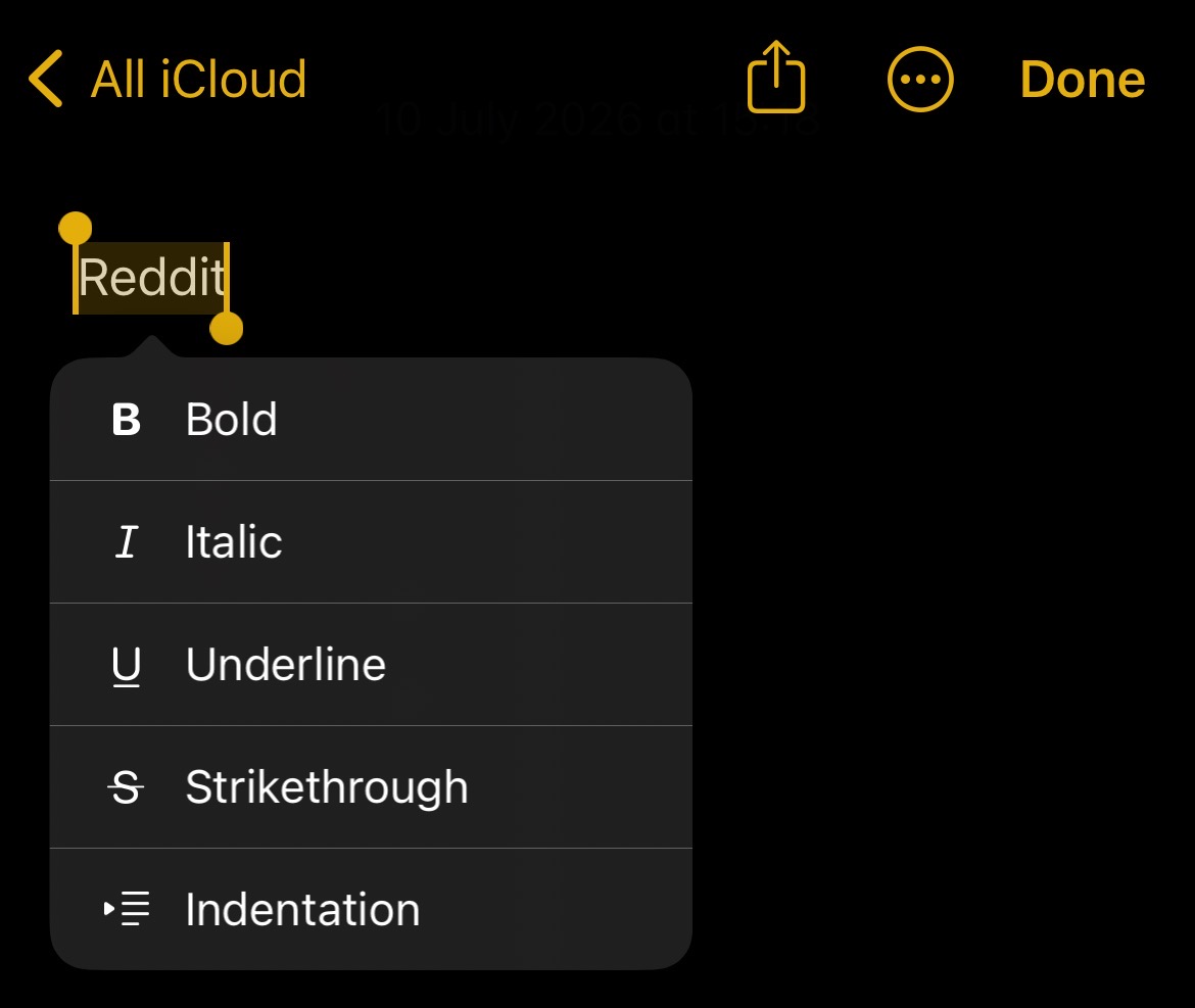 Format menu